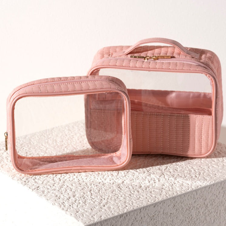 Ezra Set of 2 Clear Cosmetic Case - Blush - Give Wink