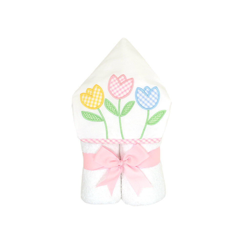 Personalized Baby Girl Tulip Hooded Towel - Give Wink