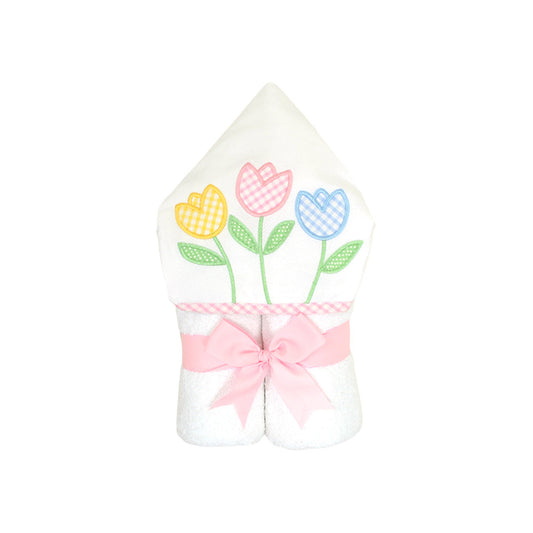 Personalized Baby Girl Tulip Hooded Towel - Give Wink