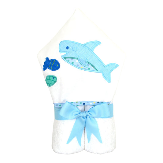 Personalized Baby Boy Shark Hooded Towel - Give Wink