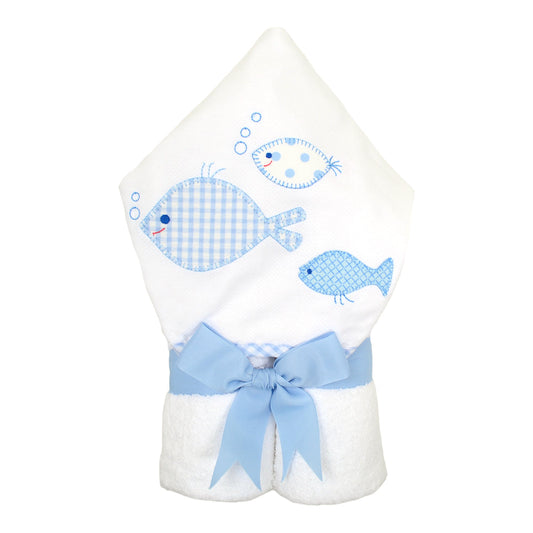 Personalized Baby Boy Fish School Hooded Towel - Give Wink