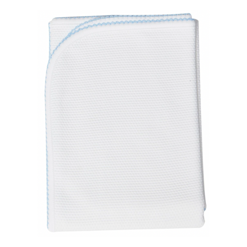 Pima Cotton Bubble Receiving Blanket - White / Blue - Give Wink