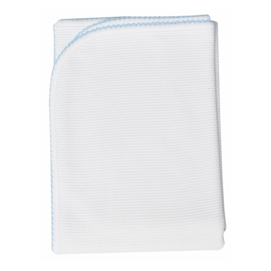 Pima Cotton Bubble Receiving Blanket - White / Blue - Give Wink
