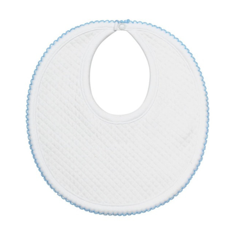 Pima Cotton Milano Baby Bib White/Blue - Give Wink
