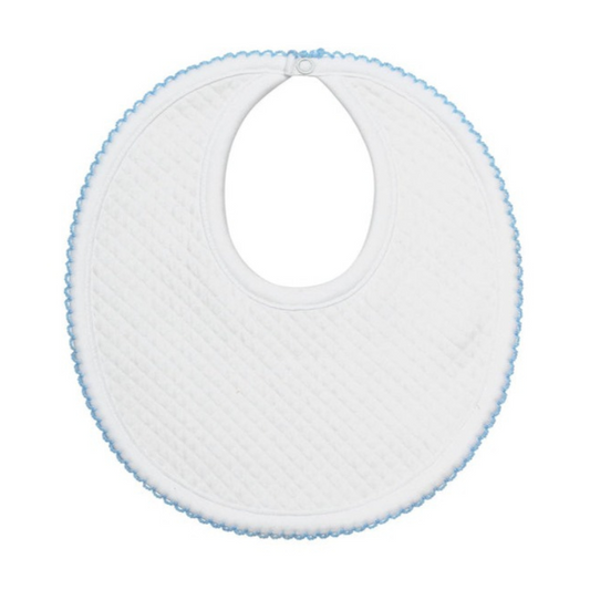 Pima Cotton Milano Baby Bib White/Blue - Give Wink