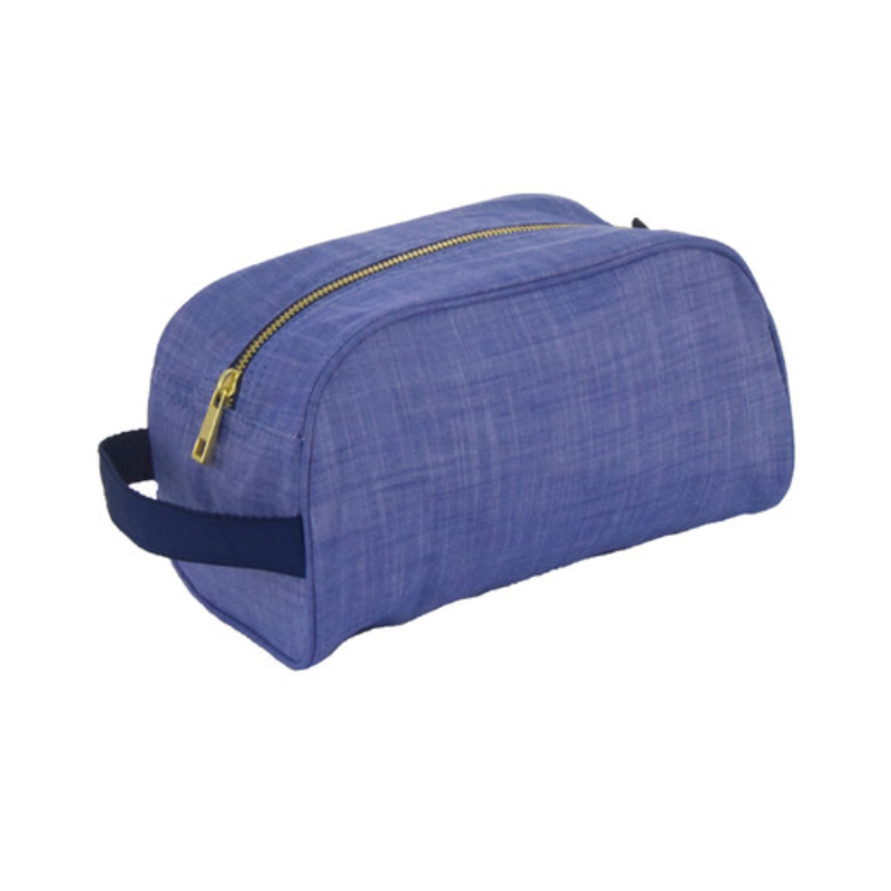 Personalized Chambray Blue Navy Traveler Pouch - Give Wink