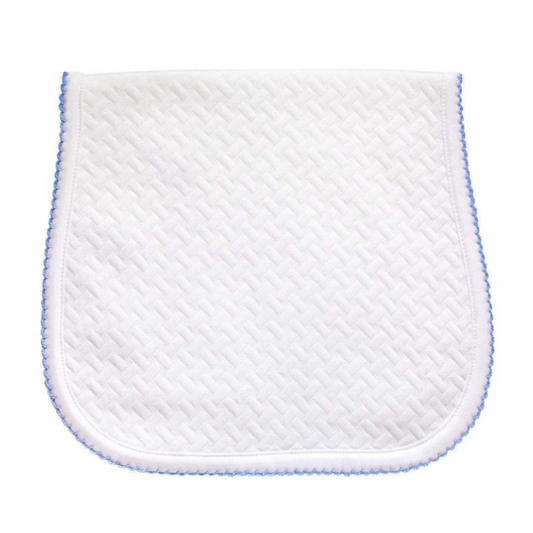 Pima Cotton Basket Weave Burp Cloth - White / Blue - Give Wink