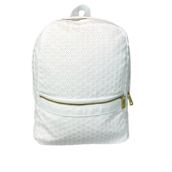 Personalized Eyelet White Small Backpack