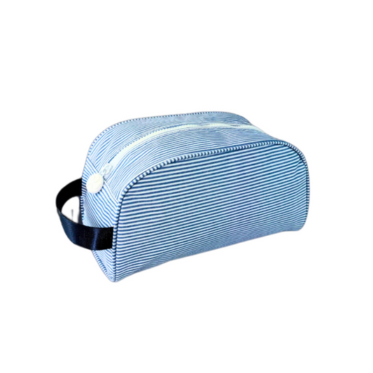 Personalized Glossed Stripe Navy Traveler Pouch - Give Wink