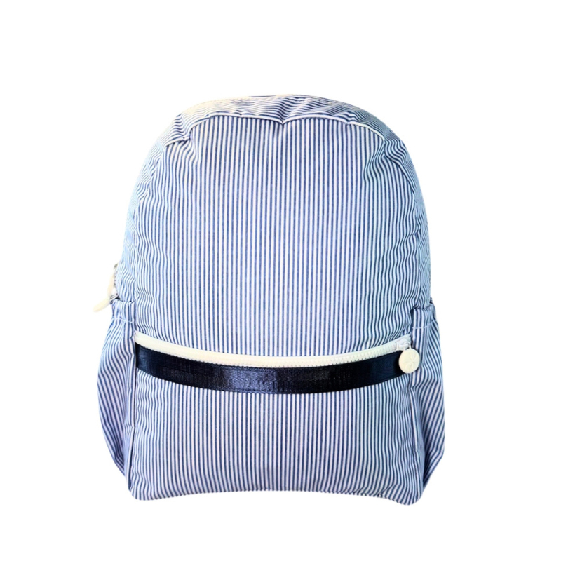 Personalized Glossed Stripe Navy Large Backpack w/Pockets - Give Wink