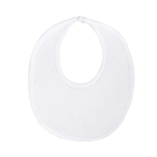 Pima Cotton Basket Weave Bib - White / White - Give Wink