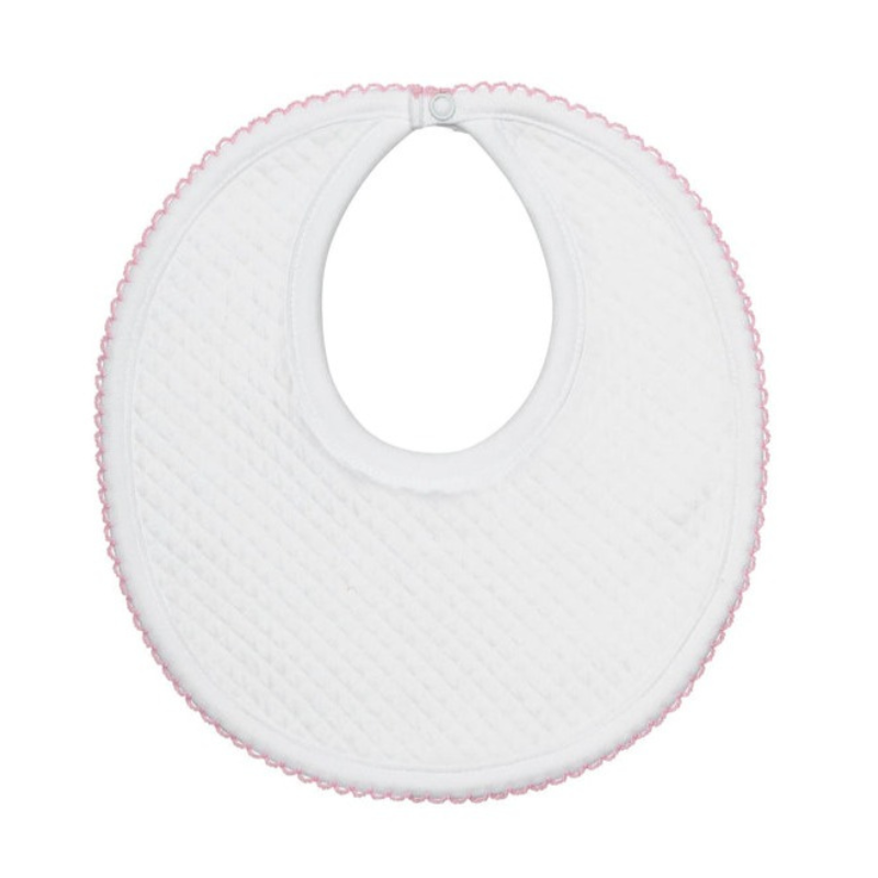 Pima Cotton Milano Baby Bib White/Pink - Give Wink