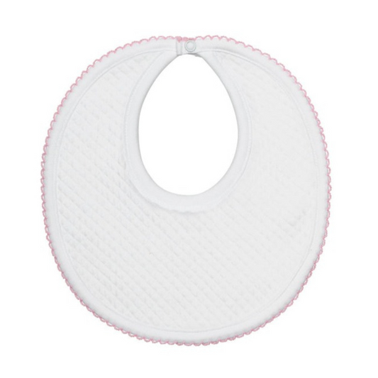 Pima Cotton Milano Baby Bib White/Pink - Give Wink