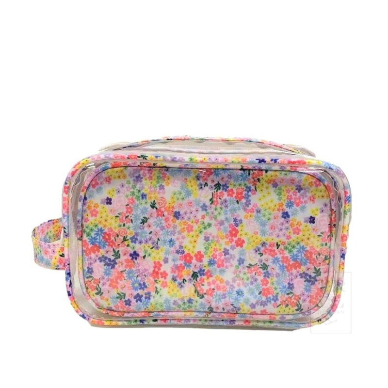 Personalized Bright Floral Clear Duo Pouch - Give Wink