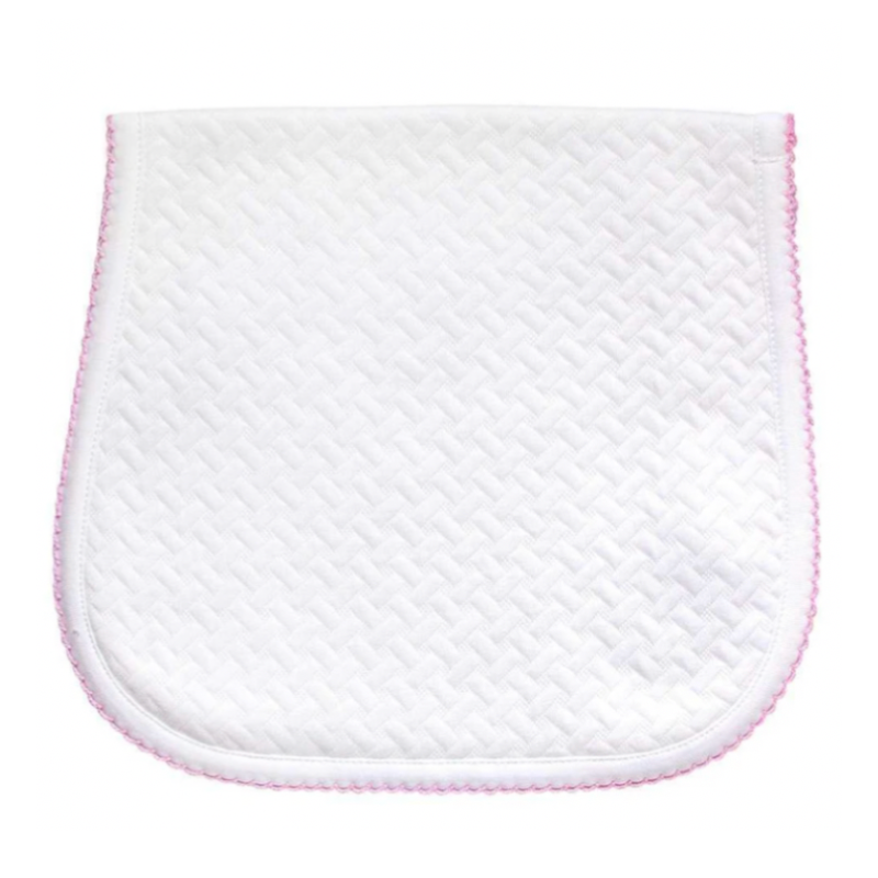 Pima Cotton Basket Weave Burp Cloth - White / Pink - Give Wink