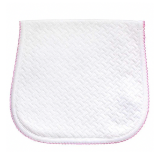 Pima Cotton Basket Weave Burp Cloth - White / Pink - Give Wink