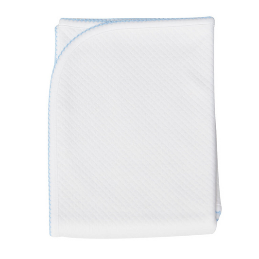 Pima Cotton Milano Receiving Blanket White/Blue - Give Wink