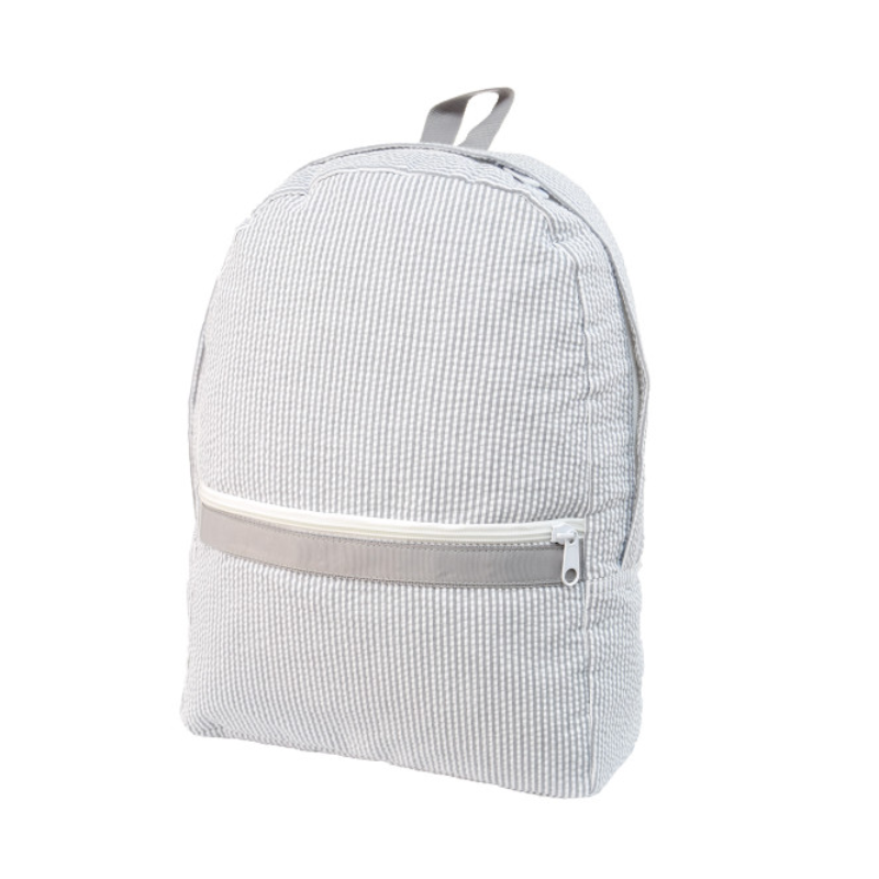 Personalized Seersucker Grey Small Backpack - Give Wink