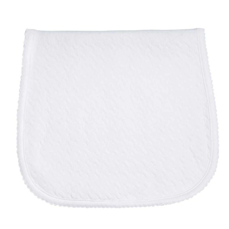 Pima Cotton Basket Weave Burp Cloth - White / White - Give Wink