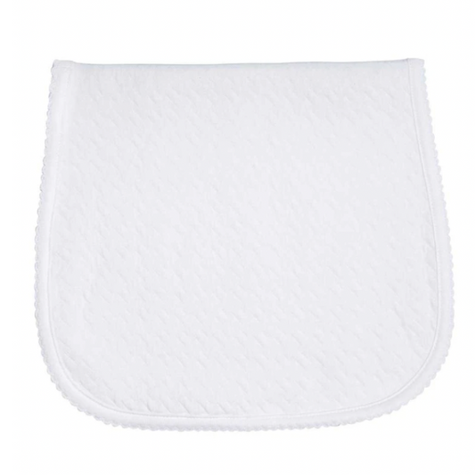Pima Cotton Basket Weave Burp Cloth - White / White - Give Wink
