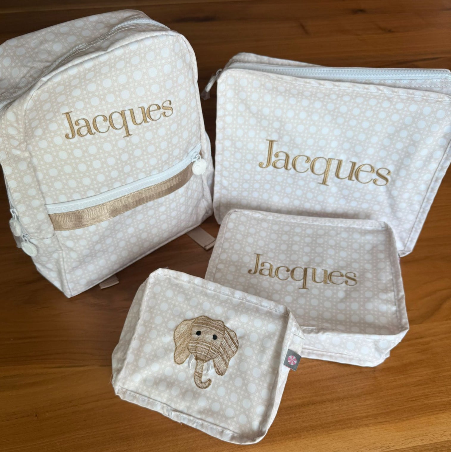 Personalized Glossed Bungalow Beige Organizing Trio - Give Wink