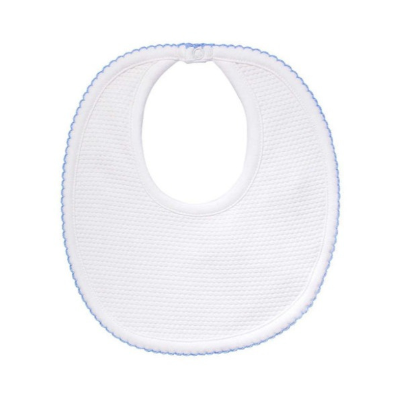 Pima Cotton Bubble Baby Bib White / Blue - Give Wink