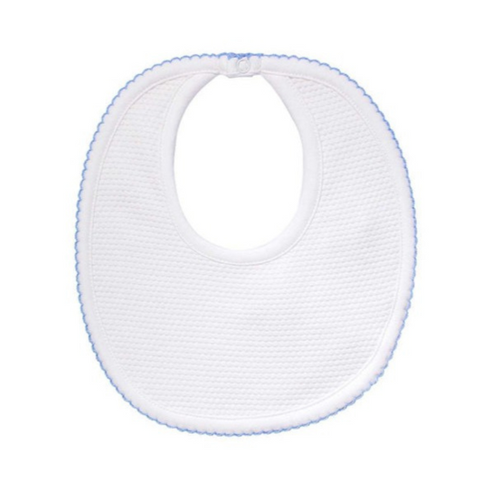 Pima Cotton Bubble Baby Bib White / Blue - Give Wink