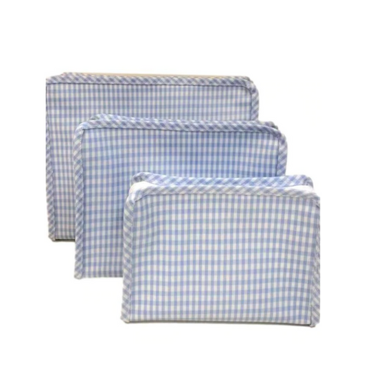 Personalized Nylon Mist Gingham Set of 3 Pouches - Give Wink