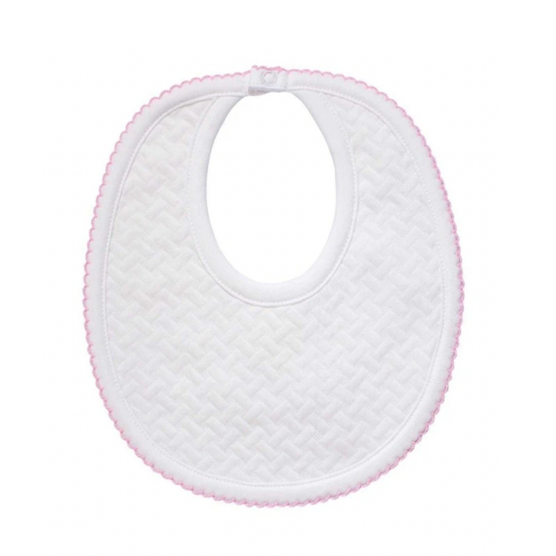 Pima Cotton Basket Weave Bib - White / Pink - Give Wink