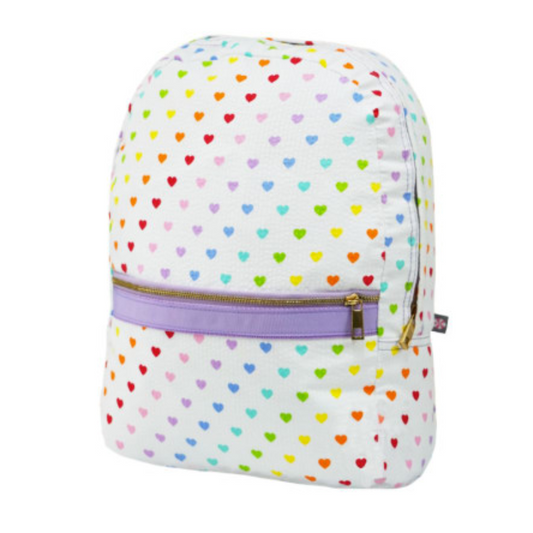 Personalized Seersucker Tiny Hearts Large Backpack - Give Wink