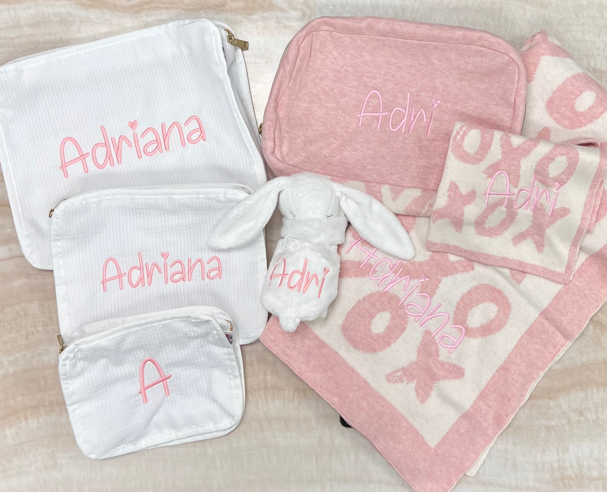 Personalized White Bunny Baby Lovie Blankie - Give Wink