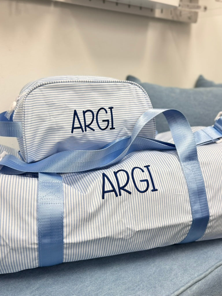 Personalized Glossed Stripe Blue Weekender - Give Wink