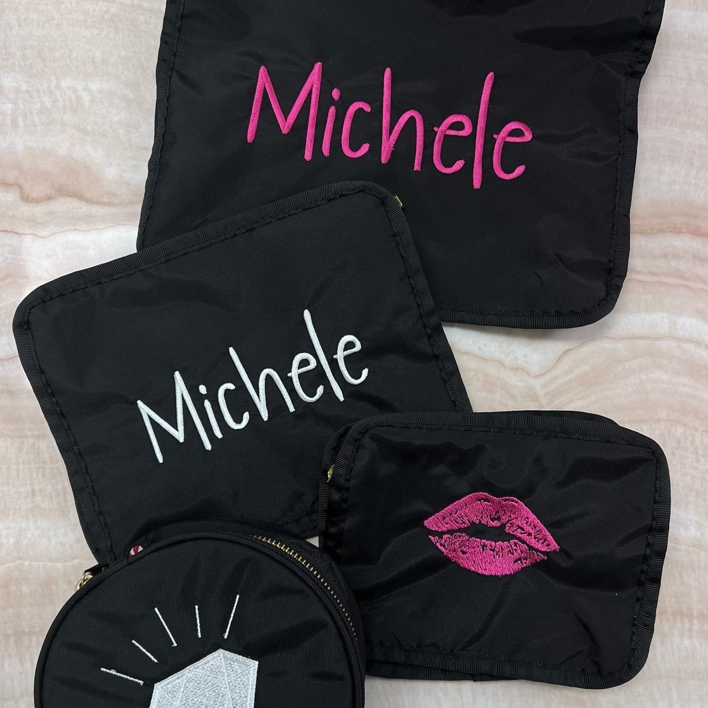 Personalized Nylon Black Brass Organizing Trio - Give Wink