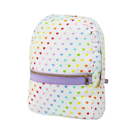 Personalized Seersucker Tiny Hearts Small Backpack - Give Wink