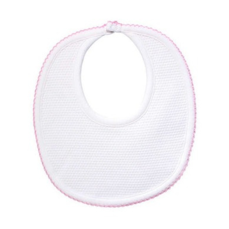 Pima Cotton Bubble Baby Bib White / Pink - Give Wink