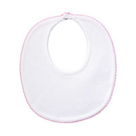 Pima Cotton Bubble Baby Bib White / Pink - Give Wink