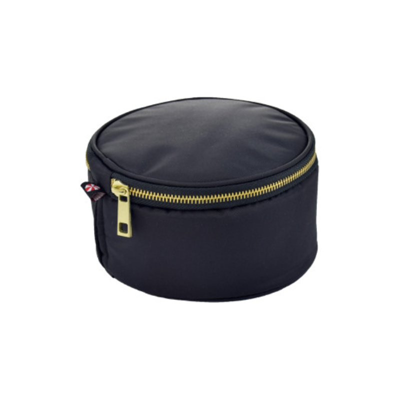 Personalized Nylon Black Brass Round Multi Purpose Pouch - Give Wink