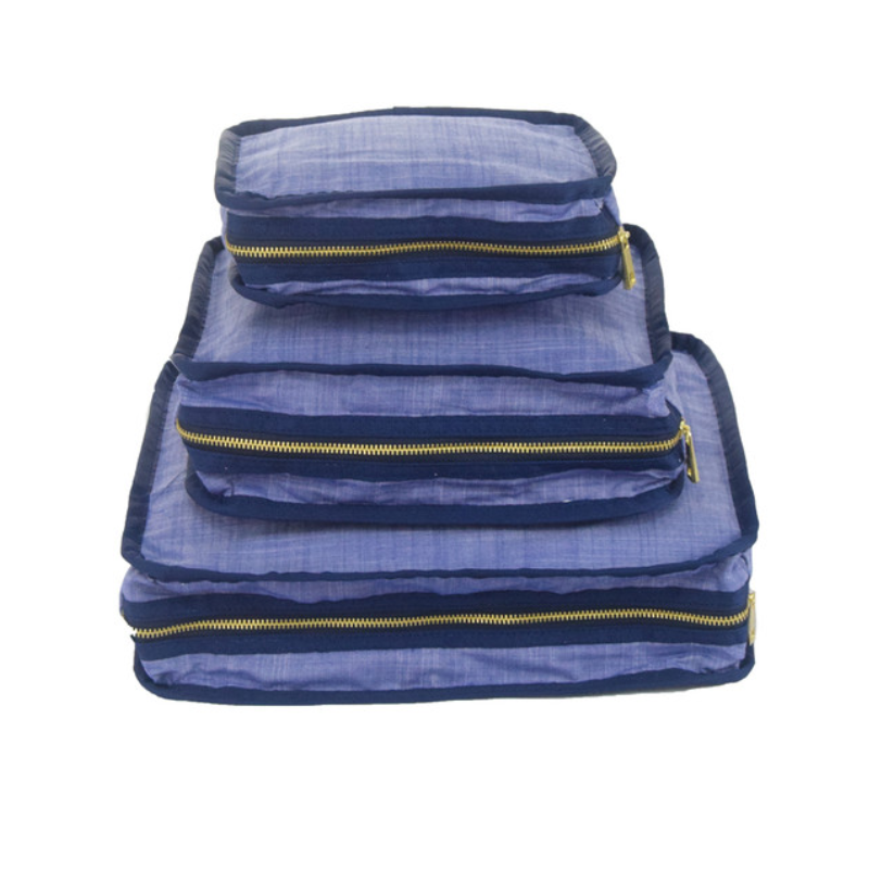 Personalized Chambray Blue Navy Organizing Trio - Give Wink