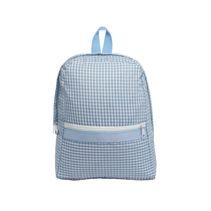 baby blue mini backpack Baby Blue Gingham Small Backpack - Oh Mint