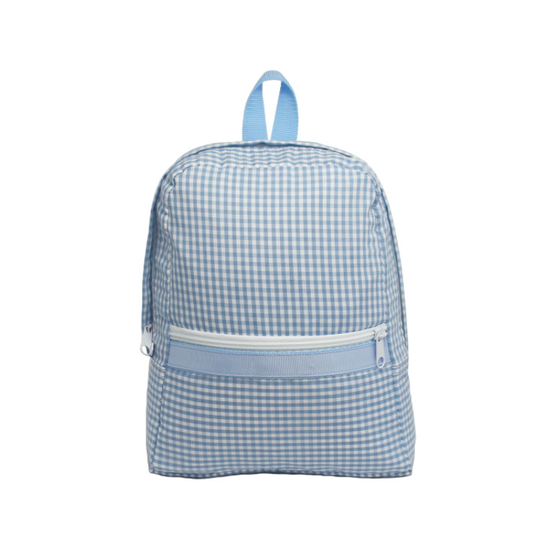 Personalized Gingham Baby Blue Small Backpack - Give Wink