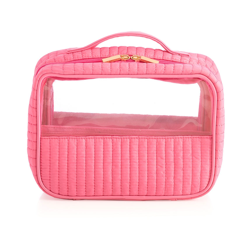 Ezra Set of 2 Clear Cosmetic Case - Pink - Give Wink
