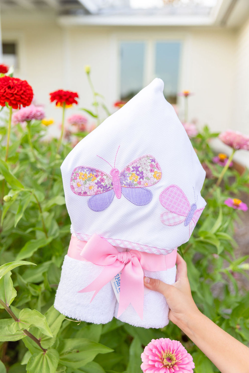 Personalized Baby Girl Floral Butterfly Hooded Towel - Give Wink