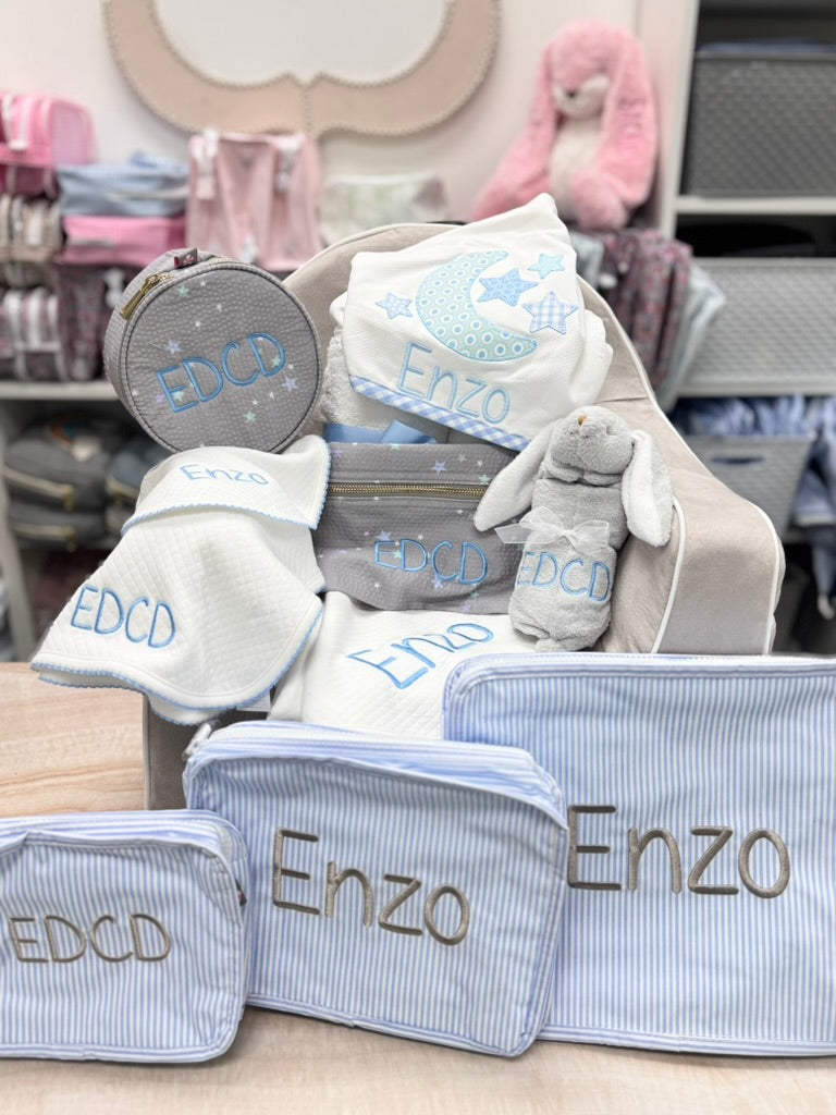 Personalized Glossed Stripe Blue Organizing Trio - Give Wink