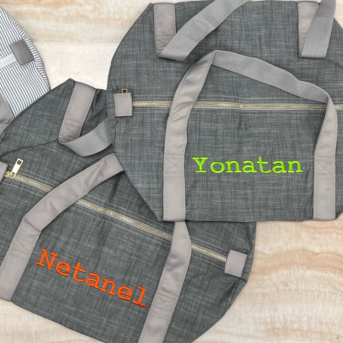 Personalized Chambray Grey Duffel Bag - Give Wink