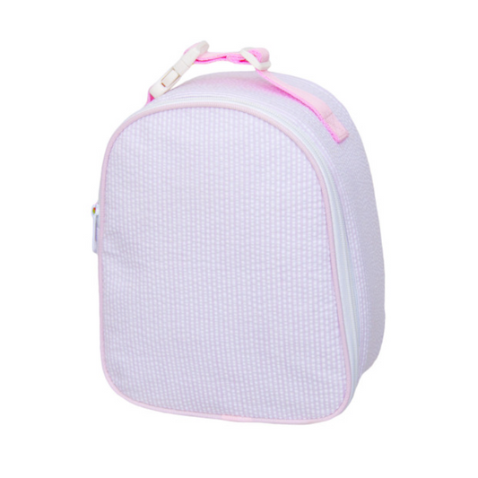 Personalized Seersucker Baby Pink Gumdrop Lunch Box - Give Wink