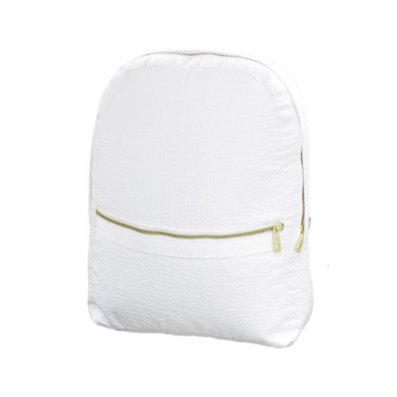 Personalized Seersucker White Small Backpack - Give Wink