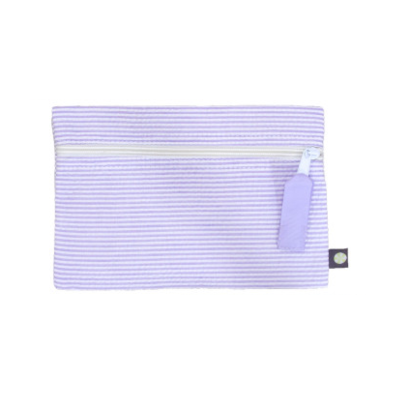 Personalized Seersucker Lilac Flat Pouch - Give Wink