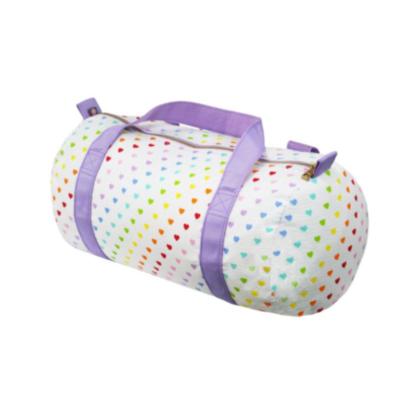 Personalized Seersucker Tiny Hearts Duffel Bag - Give Wink