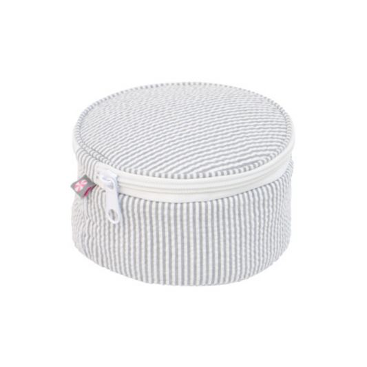 Personalized Seersucker Grey Round Multi Purpose Pouch - Give Wink