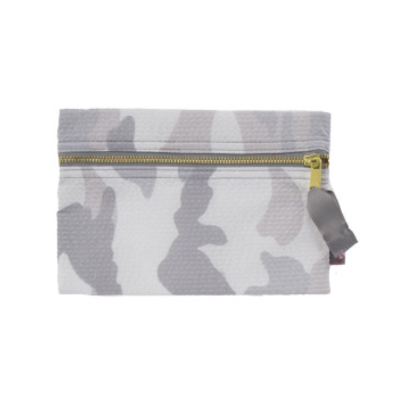 Personalized Seersucker Snow Camo Flat Pouch - Give Wink
